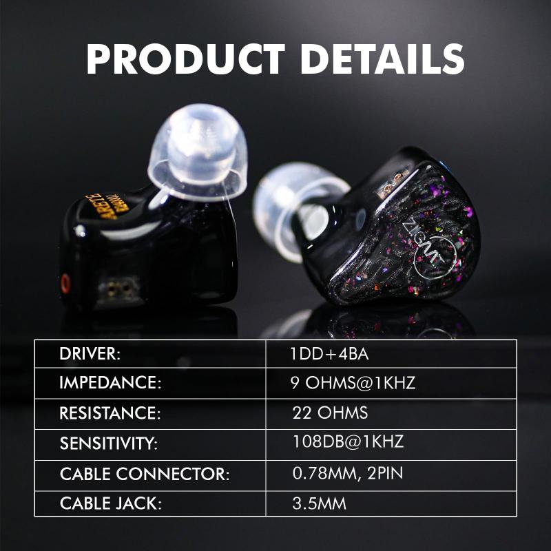 Fone de ouvido Linsoul ZiiGaat x Fresh Reviews Arete 1DD+4BA IEM